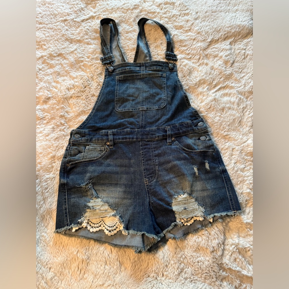 No Boundaries Dark Blue Denim Overalls